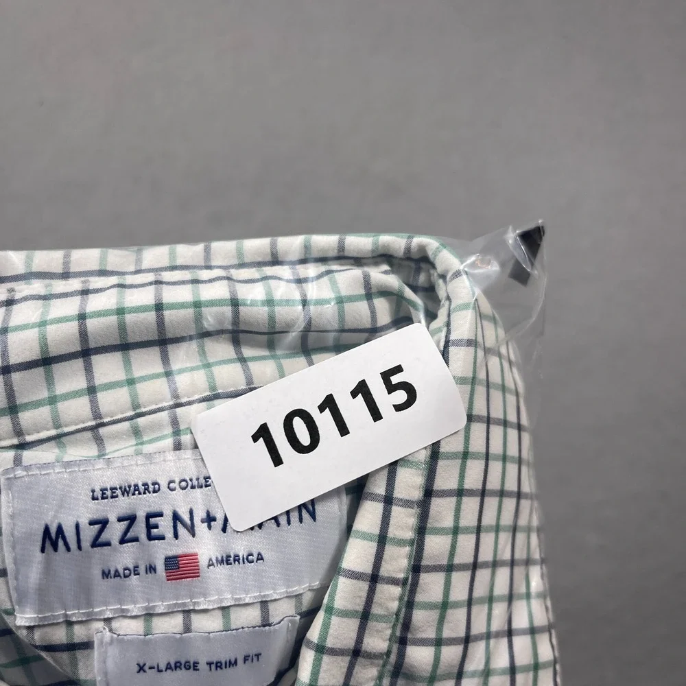 Mizzen+Main Leeward Collection Shirt XL Trim Fit Green Navy Check Performance - Picture 12 of 12